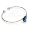 Rhodium Plated Individual Bangle, Heart Design, with Denin Blue Swarovski Crystals, Polished, Rhodium Finish, 07.239.0013.7 (02 MM Thickness, One size fits all)