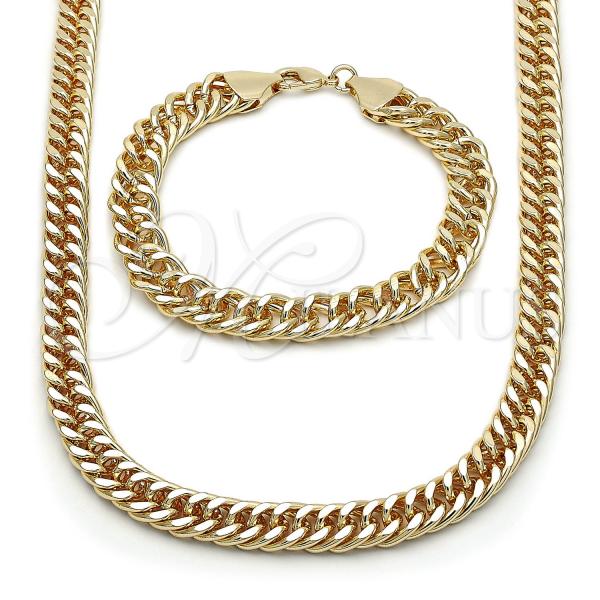 Oro Laminado Necklace and Bracelet, Gold Filled Style Polished, Golden Finish, 06.331.0007