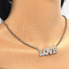 Oro Laminado Pendant Necklace, Gold Filled Style Nameplate and Love Design, Polished, Tricolor, 04.63.1386.1.18