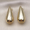 Oro Laminado Stud Earring, Gold Filled Style Hollow and Teardrop Design, Polished, Golden Finish, 02.428.0040