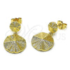 Oro Laminado Stud Earring, Gold Filled Style Diamond Cutting Finish, Golden Finish, 02.163.0339