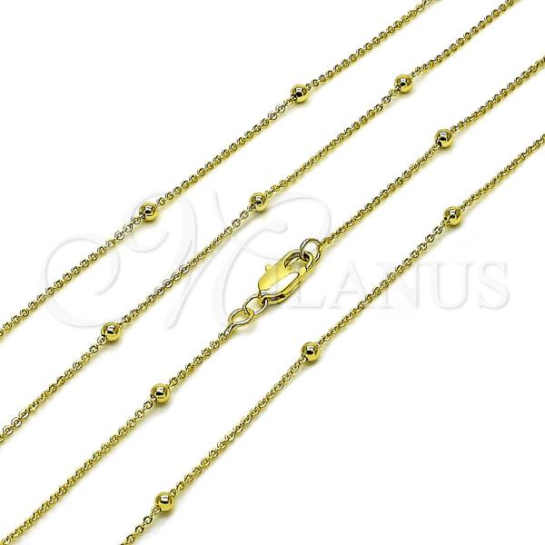 Oro Laminado Basic Necklace, Gold Filled Style Rolo and Ball Design, Polished, Golden Finish, 04.213.0248.30