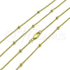 Oro Laminado Basic Necklace, Gold Filled Style Rolo and Ball Design, Polished, Golden Finish, 04.213.0248.30