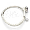 Rhodium Plated Individual Bangle, with Amethyst Swarovski Crystals and White Micro Pave, Polished, Rhodium Finish, 07.239.0004.12 (03 MM Thickness, One size fits all)