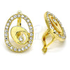 Oro Laminado Leverback Earring, Gold Filled Style with White Crystal, Polished, Golden Finish, 02.59.0128