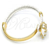 Oro Laminado Individual Bangle, Gold Filled Style Elephant Design, with White Crystal, White Enamel Finish, Golden Finish, 07.179.0001 (06 MM Thickness, One size fits all)