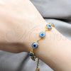 Stainless Steel Fancy Bracelet, Evil Eye Design, with Sapphire Blue Crystal, Polished, Golden Finish, 03.63.22101.08