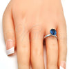 Rhodium Plated Multi Stone Ring, with Montana Swarovski Crystals, Polished, Rhodium Finish, 01.239.0004.4 (One size fits all)