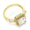 Oro Laminado Multi Stone Ring, Gold Filled Style with White Cubic Zirconia, Polished, Golden Finish, 01.210.0129.06