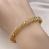 Oro Laminado Individual Bangle, Gold Filled Style Filigree and Twist Design, Polished, Golden Finish, 07.319.0002