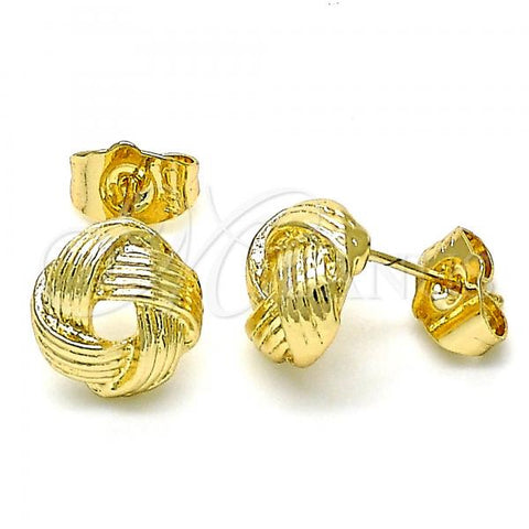 Oro Laminado Stud Earring, Gold Filled Style Love Knot Design, Polished, Golden Finish, 02.213.0165