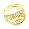 Oro Laminado Mens Ring, Gold Filled Style Money Sign Design, Polished, Golden Finish, 01.185.0001.10 (Size 10)