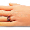Oro Laminado Multi Stone Ring, Gold Filled Style with Garnet Cubic Zirconia, Polished, Golden Finish, 01.346.0020.2.08