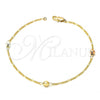 Gold Plated Fancy Bracelet, Ball Design, Polished, Tricolor, 03.08.0131.08