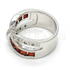 Rhodium Plated Multi Stone Ring, with Garnet and White Cubic Zirconia, Polished, Rhodium Finish, 01.210.0045.3.09 (Size 9)