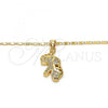 Oro Laminado Pendant Necklace, Gold Filled Style Elephant Design, with White Micro Pave, Polished, Golden Finish, 04.233.0017.18