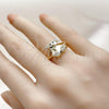 Oro Laminado Multi Stone Ring, Gold Filled Style Teddy Bear Design, with White Cubic Zirconia, Polished, Golden Finish, 01.310.0043