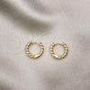 Oro Laminado Huggie Hoop, Gold Filled Style Rope Design, Polished, Golden Finish, 02.195.0188.16