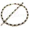 Oro Laminado Necklace and Bracelet, Gold Filled Style Butterfly Design, with Green and White Cubic Zirconia, Polished, Golden Finish, 06.284.0004.1