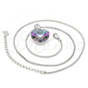 Oro Laminado Pendant Necklace, Gold Filled Style Heart and Rat Tail Design, with Paradise Shine Swarovski Crystals and White Crystal, Polished, Golden Finish, 04.239.0018.1.16