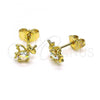 Oro Laminado Stud Earring, Gold Filled Style with Aurore Boreale Cubic Zirconia, Polished, Golden Finish, 02.210.0777