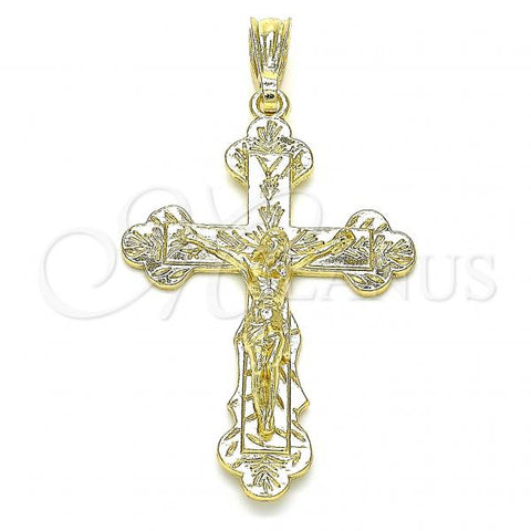 Oro Laminado Religious Pendant, Gold Filled Style Crucifix Design, Polished, Golden Finish, 05.351.0183