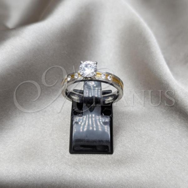 Stainless Steel Elegant Ring, with White Cubic Zirconia, Polished, Steel Finish, 01.63.0666.10