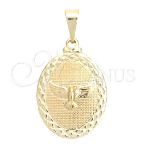 Oro Laminado Religious Pendant, Gold Filled Style Holy Spirit Design, Polished, Golden Finish, 05.58.0005