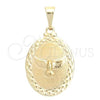 Oro Laminado Religious Pendant, Gold Filled Style Holy Spirit Design, Polished, Golden Finish, 05.58.0005