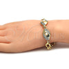 Oro Laminado Fancy Bracelet, Gold Filled Style with Ivory Pearl and White Crystal, Polished, Two Tone, 03.91.0063.08