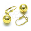 Oro Laminado Dangle Earring, Gold Filled Style Ball Design, Polished, Golden Finish, 5.123.016