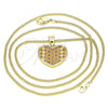 Oro Laminado Pendant Necklace, Gold Filled Style Heart Design, with Ruby Micro Pave, Polished, Golden Finish, 04.156.0336.1.20