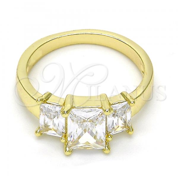Oro Laminado Multi Stone Ring, Gold Filled Style with White Cubic Zirconia, Polished, Golden Finish, 01.99.0089.08 (Size 8)