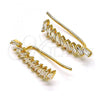 Oro Laminado Earcuff Earring, Gold Filled Style with White Cubic Zirconia, Polished, Golden Finish, 02.210.0695