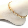 Oro Laminado Basic Anklet, Gold Filled Style Miami Cuban Design, Polished, Golden Finish, 04.63.1398.10