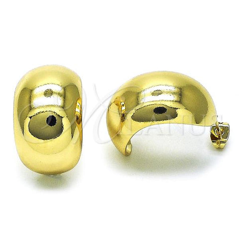 Oro Laminado Stud Earring, Gold Filled Style Ball Design, Polished, Golden Finish, 02.213.0592