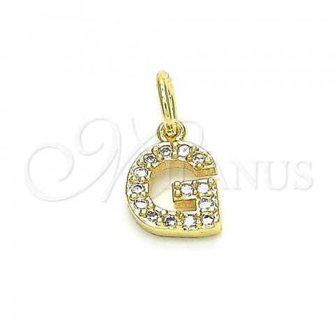 Oro Laminado Fancy Pendant, Gold Filled Style Initials Design, with White Cubic Zirconia, Polished, Golden Finish, 05.341.0027