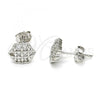 Sterling Silver Stud Earring, with White Cubic Zirconia, Polished, Rhodium Finish, 02.285.0022