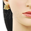 Oro Laminado Stud Earring, Gold Filled Style Ball Design, Polished, Golden Finish, 02.282.0041