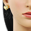 Oro Laminado Stud Earring, Gold Filled Style Heart and Hollow Design, Polished, Golden Finish, 02.341.0197