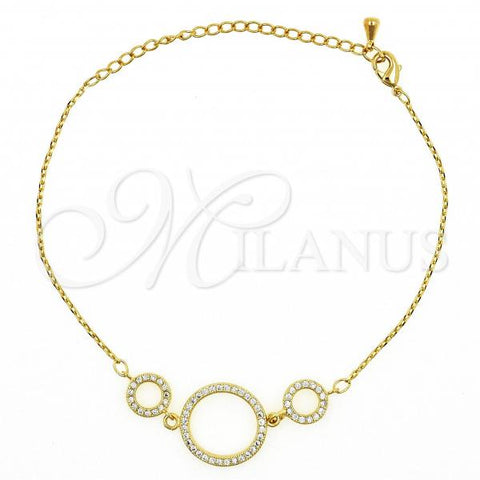 Oro Laminado Fancy Bracelet, Gold Filled Style with White Micro Pave, Polished, Golden Finish, 03.60.0145.08