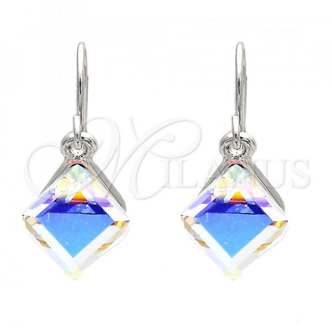Rhodium Plated Dangle Earring, with White Platina Swarovski Crystals, Polished, Rhodium Finish, 02.239.0002.1