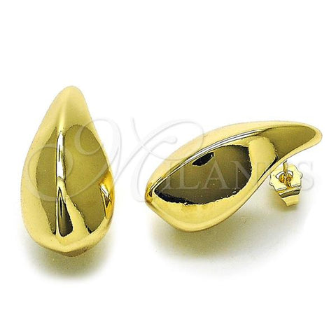 Oro Laminado Stud Earring, Gold Filled Style Teardrop and Hollow Design, Polished, Golden Finish, 02.428.0038