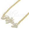 Oro Laminado Pendant Necklace, Gold Filled Style Nameplate Design, Polished, Golden Finish, 04.63.1388.18