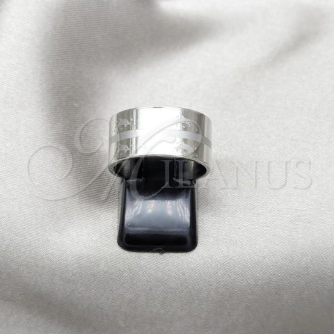 Stainless Steel Mens Ring, Dolphin Design, Blue Polished, Steel Finish, 01.63.0690.10