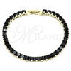 Oro Laminado Tennis Bracelet, Gold Filled Style with Black Cubic Zirconia, Polished, Golden Finish, 03.130.0004.07