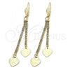 Oro Laminado Long Earring, Gold Filled Style Heart Design, with  Cubic Zirconia, Golden Finish, 5.107.006