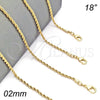 Oro Laminado Basic Necklace, Gold Filled Style Rope Design, Polished, Golden Finish, 04.213.0136.18