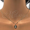 Oro Laminado Pendant Necklace, Gold Filled Style Anchor Design, with White Opal and Black Micro Pave, Polished, Golden Finish, 04.63.1326.3.18