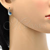 Rhodium Plated Leverback Earring, Disco Design, with Aquamarine Swarovski Crystals, Polished, Rhodium Finish, 02.239.0010.1